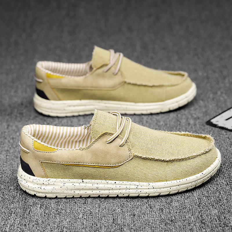 2024 Sommar Nya Herr Canvas Båtskor Utomhus Lätta Mjuka Halkfria Loafers Mode Casual Halkfria Däckskor Stor Storlek