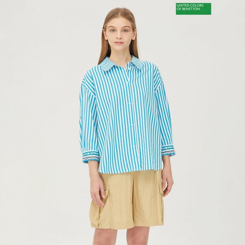 

[Benetton] Benetton Wave Stripe Blouse Babla3531 PK_pink/42