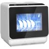 Countertop Dishwasher, Mini Dishwasher with 6-Liter Tank, 5 Programs, LED Display, Drying Function, White