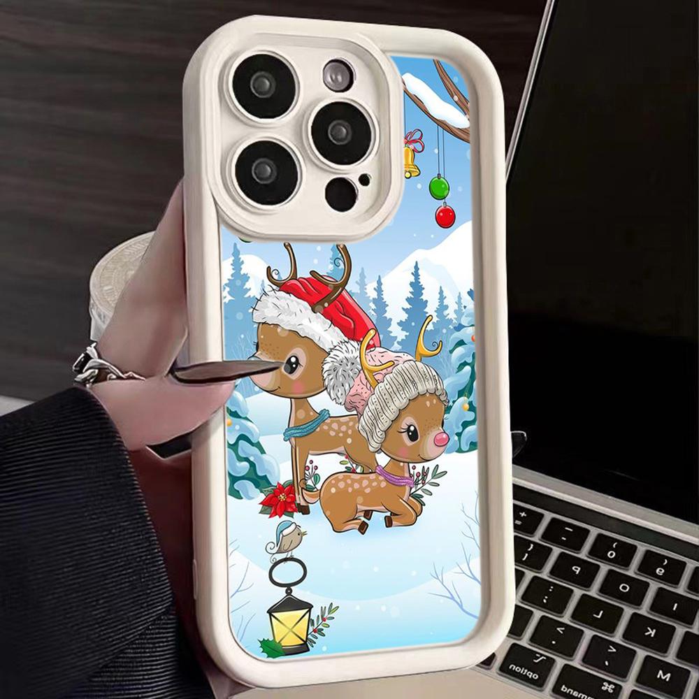 N116 Merry Christmas Happy New Year art Soft Angel Eyes Phone Cases for Samsung S23 S24 Ultra S21 FE A54 A34 A13 A14 A06 A24 Realme12 Shockproof Cover