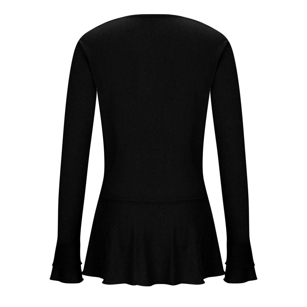 Women's Fashion Color Round Neck Hem Elastic Sleeve Mid Sleeve Shirt T,shirt Top