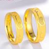 Brass Gold-Plated CNC Carved Heartbeat Couple Rings for Men and Women