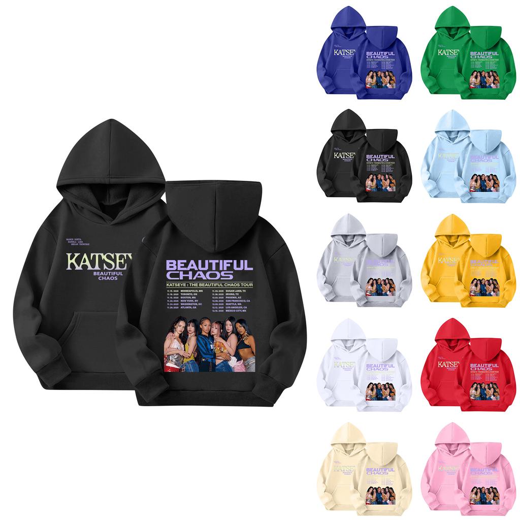 Kinder Langarm Lockerer Pullover Buchstabenaufdruck Kordelzug Kapuzen-Sweatshirt