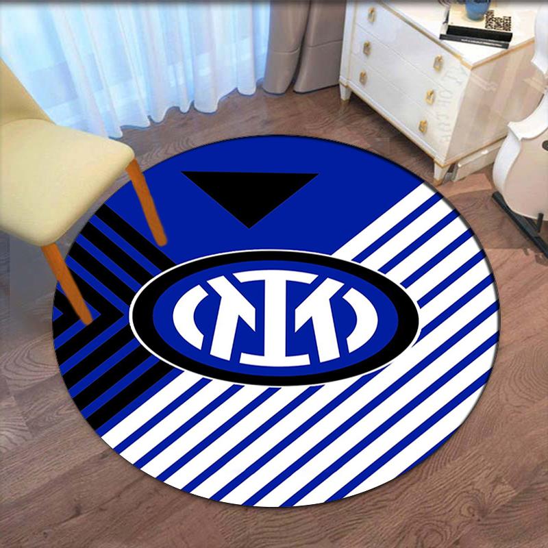 Tappeto Rotondo Stampato Inter Milan Tappeto per Sedia Tappeto per Area Tappeto per Ingresso Zerbini, per Sedia da Ufficio Soggiorno Camera da Letto Cucina.