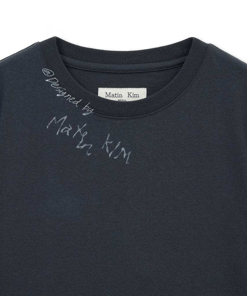 Mattengkim Graffiti Round Hem Crop Top In Navy