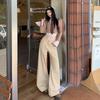 Women's Khaki Wide-Leg High-Waisted Slimming Floor-Length Jeans - 2025 Autumn/Winter Collection