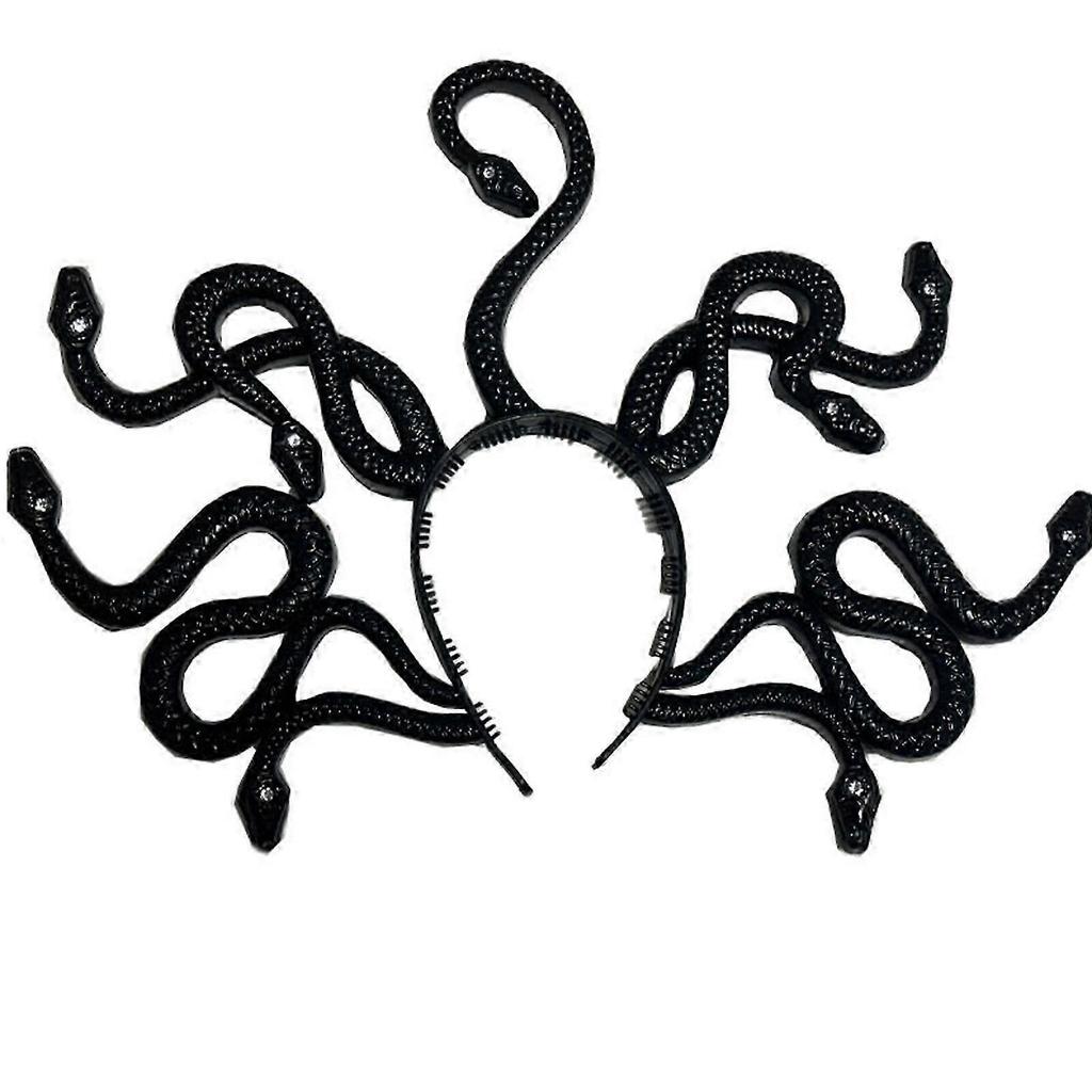 Halloween Costume Headband Resin Crown Snake Hair Hoop Cosplay Headband Masquerade Hair Band Headwear Black-Good