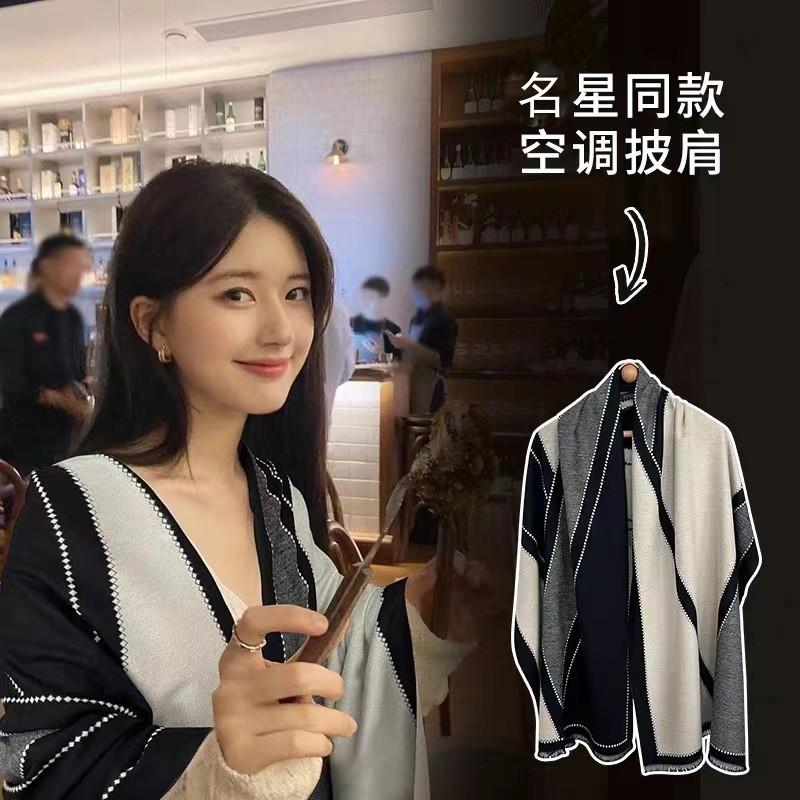 Autumn And Winter Popular Shawl Outside Women'S Scarf Office Blanket Cashmere Fringed Warm Scarf Live Stream