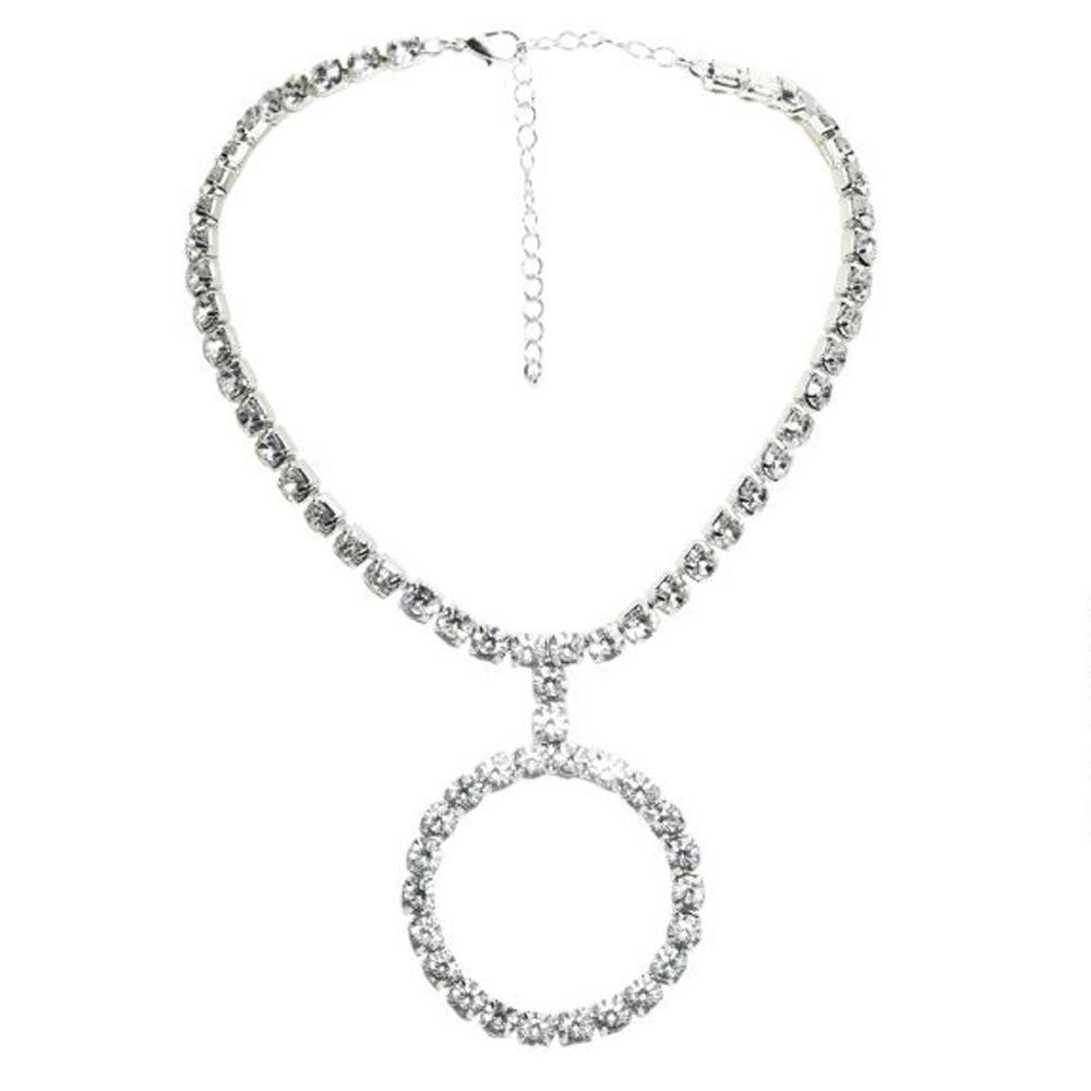 

Модное украшение в виде круга, кулон, ожерелье со стразами, простота, однорядная цепочка, дизайн, высококачественные аксессуары для женщин серебряный