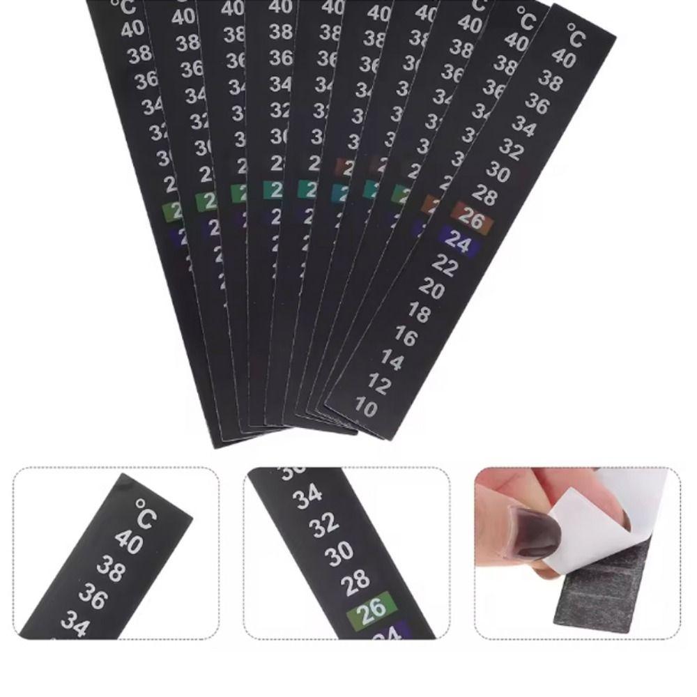 8pcs 10℃ to 40℃ Temperature Sensing Stickers Self Adhesive Liquid Crystal Fish Tank Thermometer Black Temperature Sensor