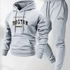 Men's Letter Printed Hooded Sweatshirt and Sweatpants Soft and Comfortable Warm Sweatpants Autumn and Winter Set
