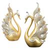 1PAIR Couple Swan Home Living Room Wine Cabinet Ornament Chinese Light Luxury Entrepreneurship Office Resin Crafts