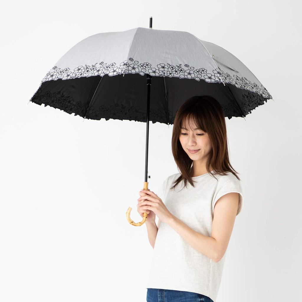 Sun UV heat and light shielding jump floral for both sunny and rainy light long umbrella COOL PLUS umbrella, protection, umbrella, embroidery, days,