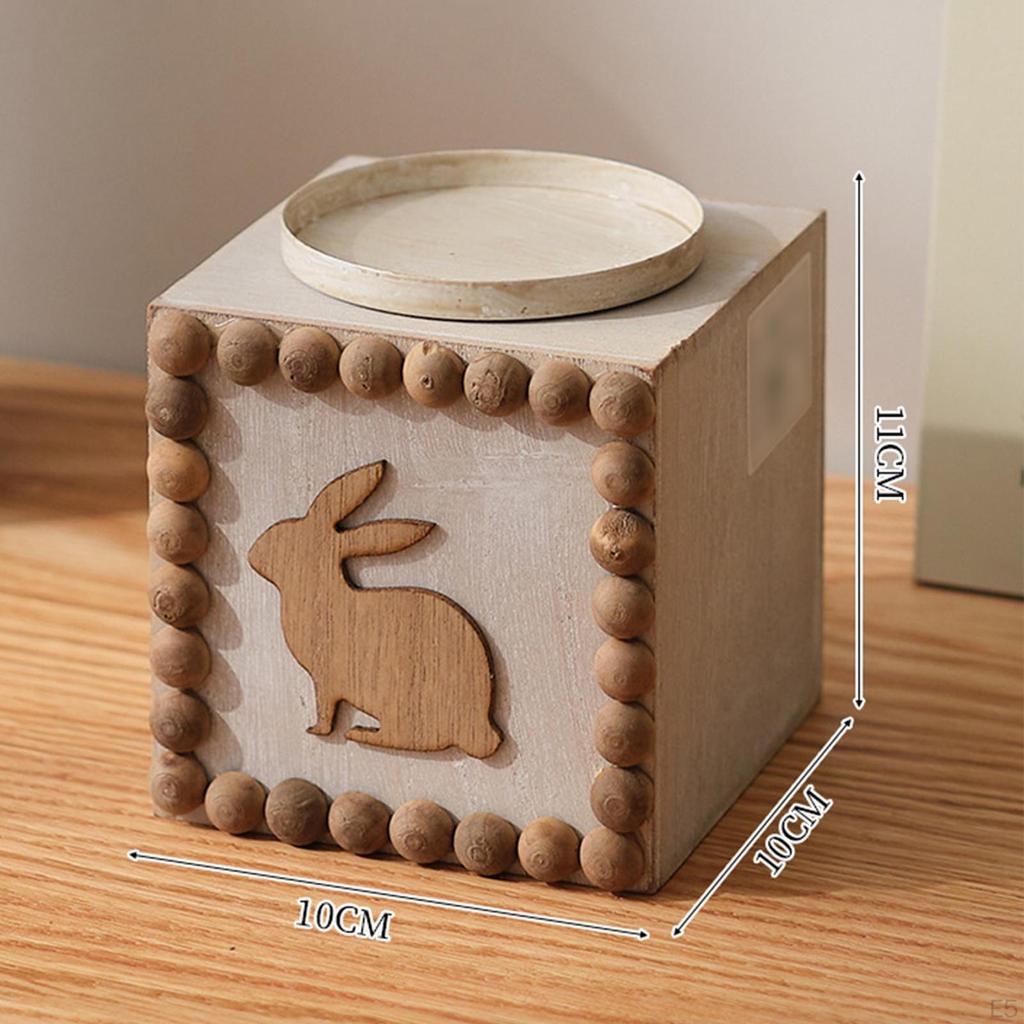 Bunny Print Wooden Candle Holder - Perfect for Home And Events