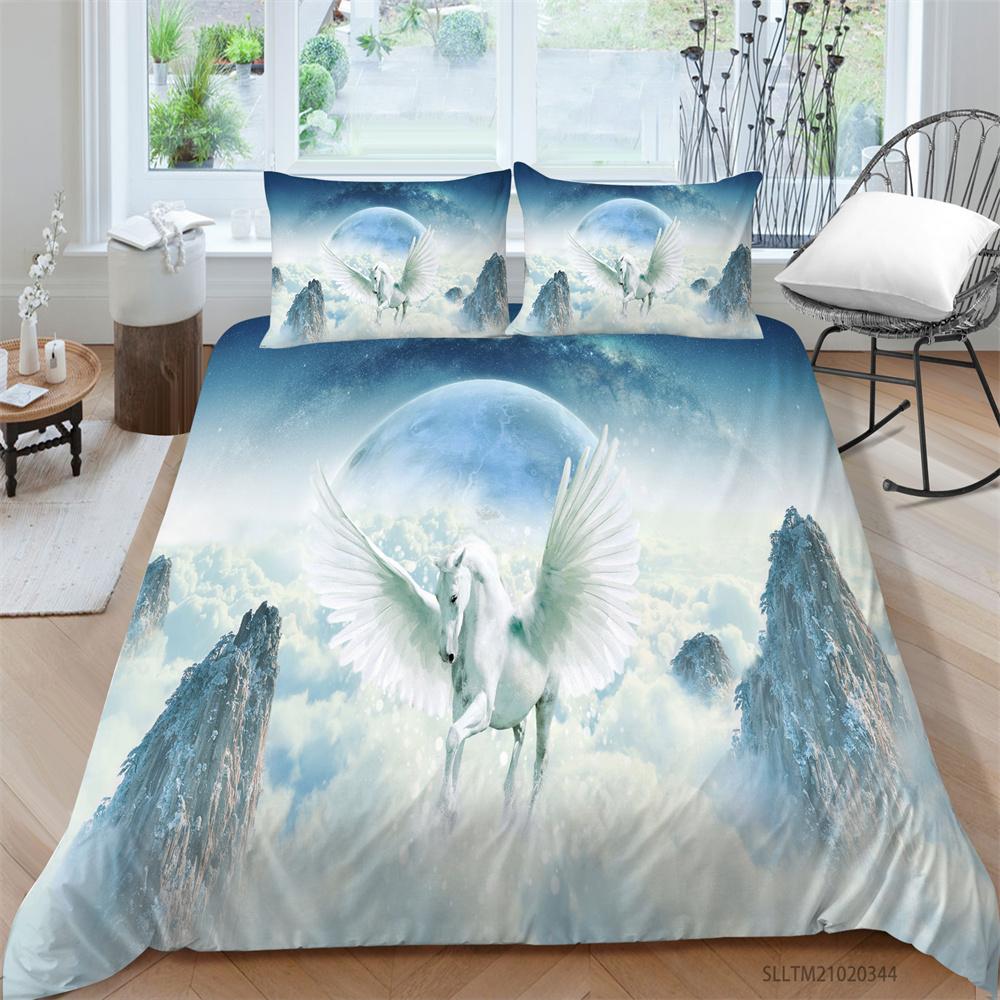 2023 New Style Unicorn Pattern Bed Cover Set Soft Home Textiles Bedding Suit with Pillowcase Boy Man Duvet Covers Girls Comforter Cover Suit