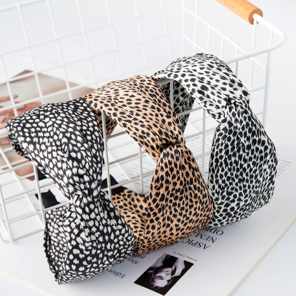Fashion Printing Leopard Headband Wide Cross Women Hairband Flower Elastic Bow Hair Hoop Bands Bezel Knot Girls Hair Accessories