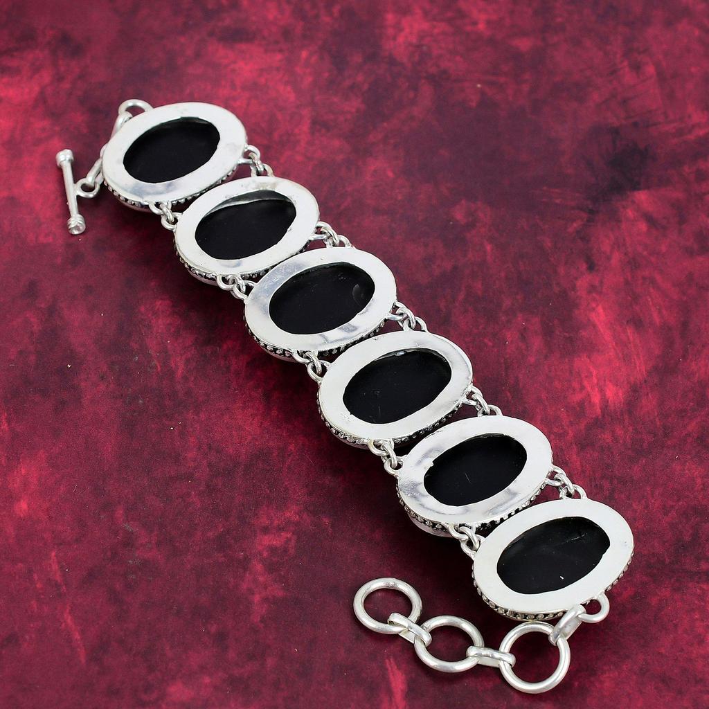 Black Onyx Bracelet, 925 Solid Sterling Silver Gemstone Jewelry, Handmade Bracelet For Mother Day