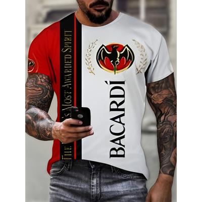 Men's Bat Graphic T-Shirt, Comfortable 3D Print Stretch Crew Neck Short Sleeve Tee for  Outdoor Activities