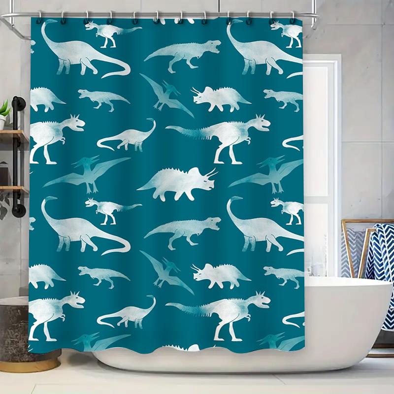 

Blue White Dinosaur Pattern Shower Curtain Home Decor Bathroom Accessories Waterproof Fabric Washable For Kids Bathrooms 180X240 W60H190(CM)-1 Pcs
