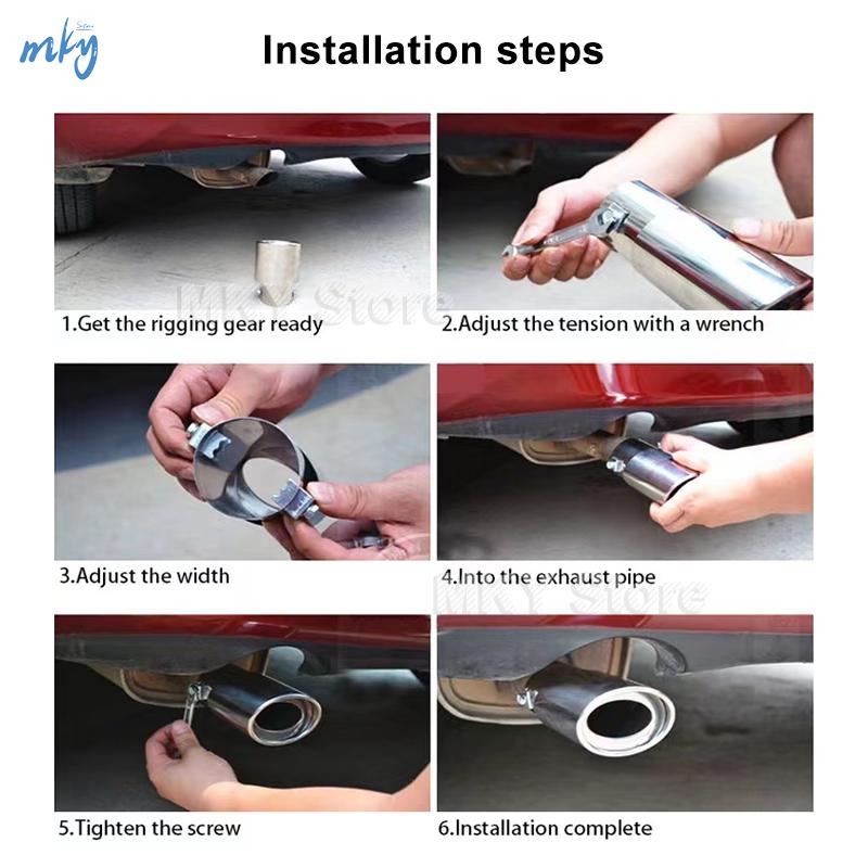 Car Exhaust Muffler Tip Pipe Stainless Steel Chrome Trim Rear Tail Throat For Most Cars Car Exhaust Tailpipe Vehicle Exhaust End