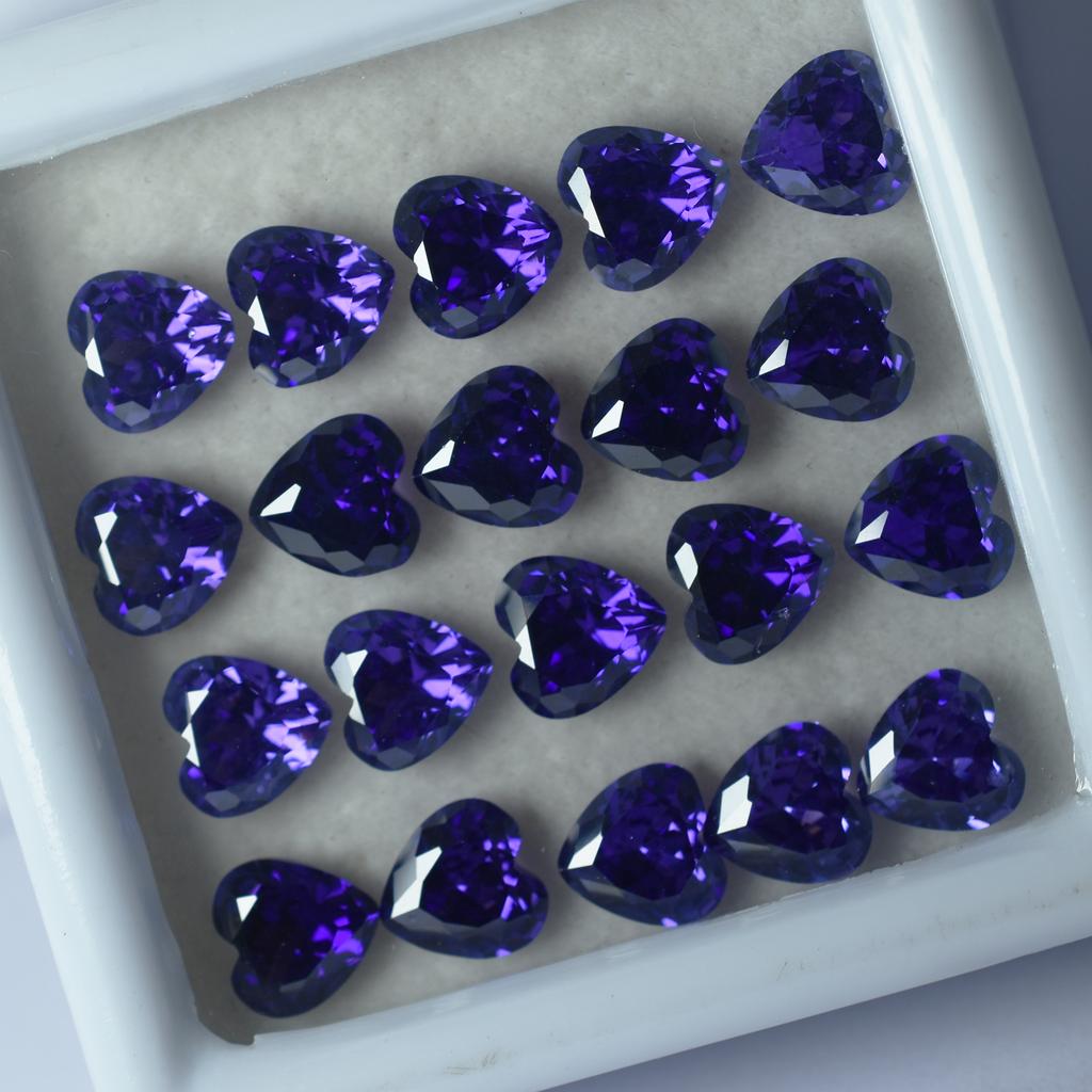 12 Pcs Lot Natural Purple Sapphire Heart Cut Certified Loose Gemstones