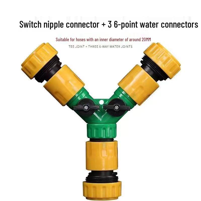 Soft Water Hose with Y-Valve 3-Way Splitter and Quick-Connect Nozzle