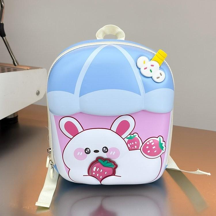 Cartoon Bunny Strawberry Kids Backpack With Hard Shell Durable Oxford Fabric For School Children