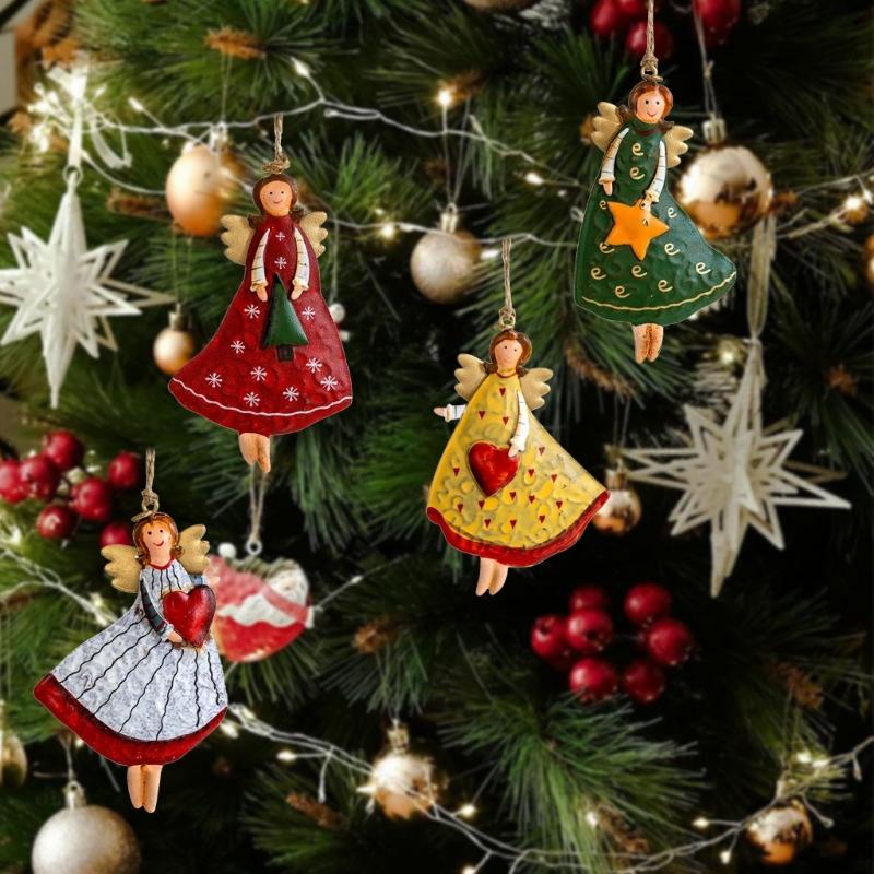 Antique Style Metal Angel Hanging Decoration Festival DIY Craft Holiday Hanging Decors Gift For Christmas Season