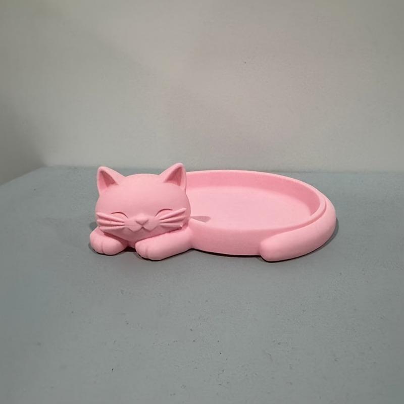 Pink Cat Desktop Organizer Tray,Jewelry Earrings Rings Necklaces S Keys Lipstick Post-It Notes Classification Tray,Jewelry Trays