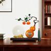 Aris & Juno Chinese Lucky Copper Calabash Statue with Jade Pingan Buckle - 13.7" Feng Shui Decor for Wealth & Fortune