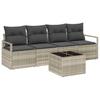 5 Piece Sofa Set In Light Gray and Dark Gray Poly Rattan