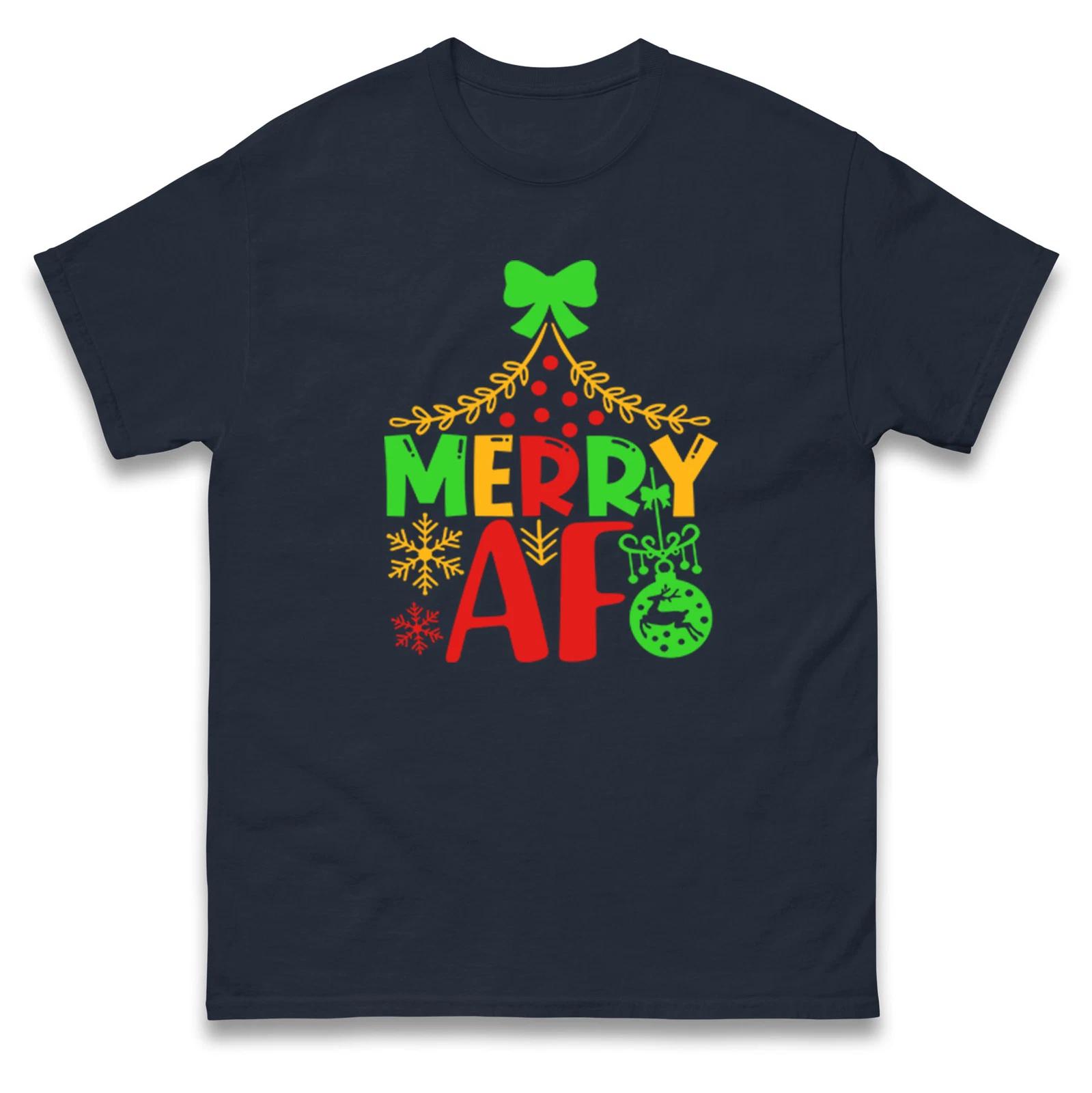 Merry AF Christmas T Shirt,Offensive Christmas Tee,Ugly Christmas Tee XL