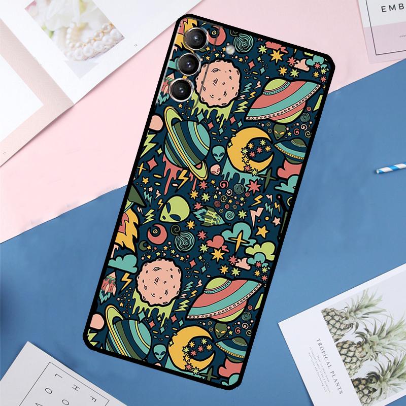 Cartoon Alien Case For Samsung Galaxy S25 Ultra S21 S22 S23 S24 Ultra S9 S10 Plus S20 FE S25 FE Back Cover