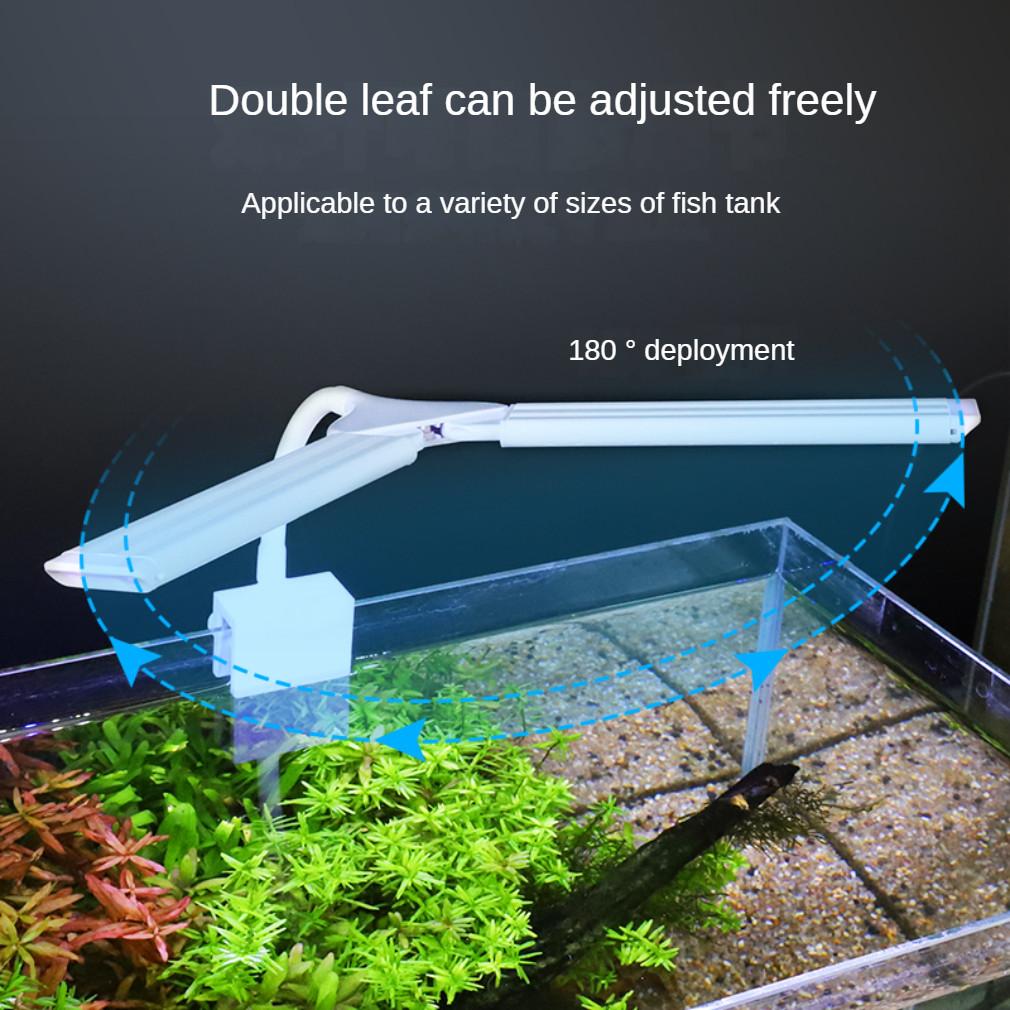 High Brightness Aquarium Light Double Leaf Folding 180° Rotating Adjustable Aquarium LED Lamp Full Spectrum Fish Tank Light