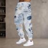 Men Plus Size Colorful Printed Drawstring Waist Side Pockets Cuffed Ankle Jogger Pants