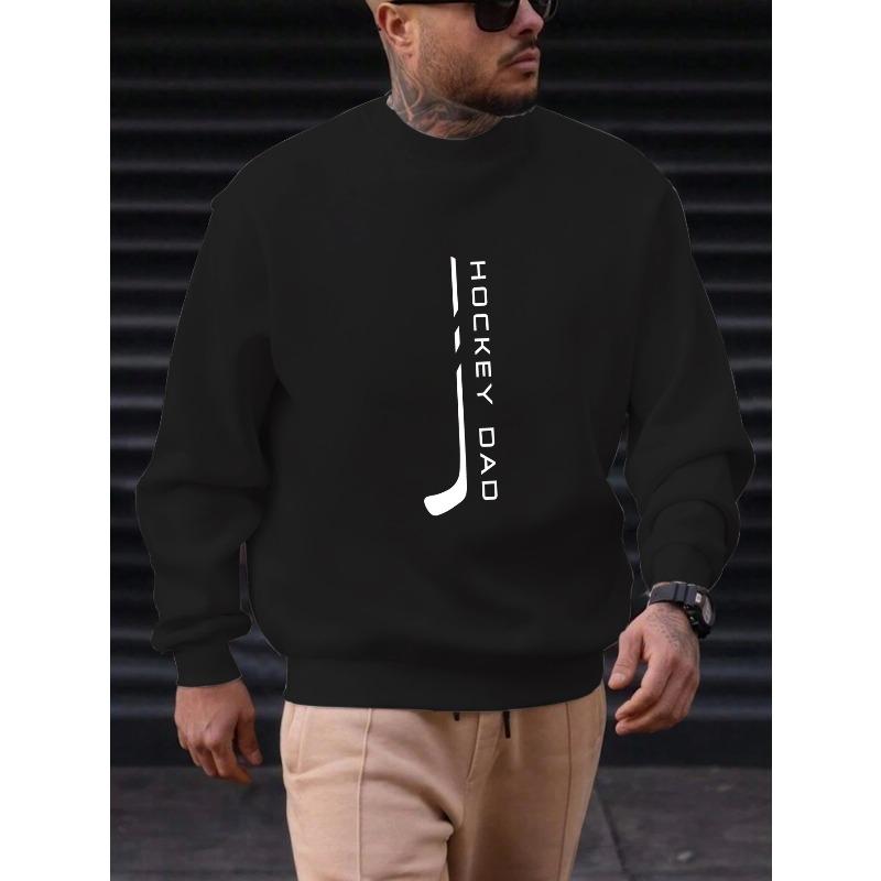 1pc Men's Hockey Dad Graphic Casual Crewneck Sweatshirt, Smooth Fabric, Soft and Comfortable, Stylish and Trendy, Simple and Elegant