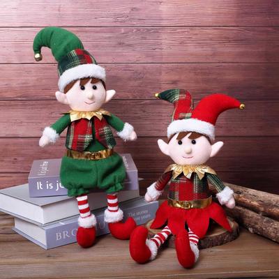 Red and Green Elf Dolls Decorate Male and Female Dwarfs for Christmas and New Year, Indoor and Outdoor Tables and Chairs for Wall Decoration