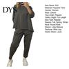 Ninth Pants Set 2 Pcs/Set Women Sweatshirt Round Neck Long Sleeves Top Elastic Spring Sport Outfit Waist Wide Leg Sweatpants Autumn Casual Commuting