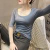 Women's Black Slim-Fit Modal Half-Sleeve Round Neck T-Shirt