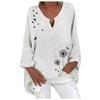 Plus Size Women Casual Long Sleeve Floral Print Loose V-neck Shirt Blouse Top
