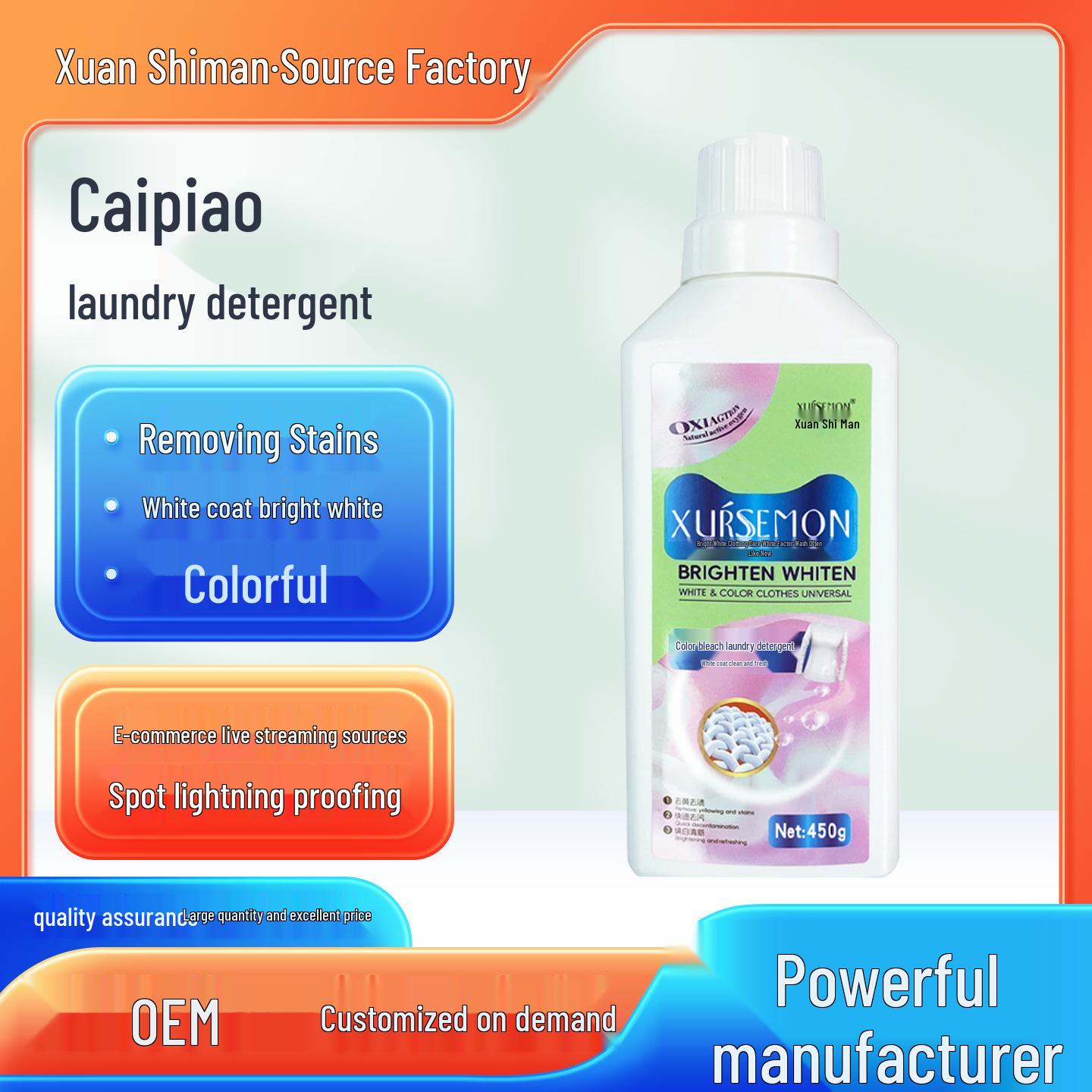 

Xuan Shiman High-Concentration Color-Safe Bleach: Whitens, Removes Yellowing, Brightens, Protects Colors, Erases Stains. Standard Size