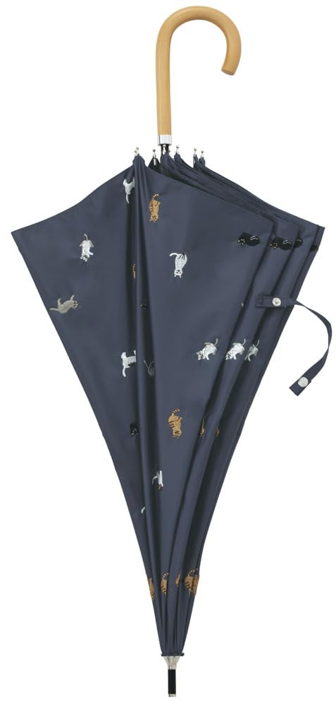 Because Long Umbrella 50cm UV Cut Light Blocking Rate Polyester Sun Umbrella Rain Umbrella Stylish Navy Rain Umbrella PU Cats Approx. 99.9% 99.9%