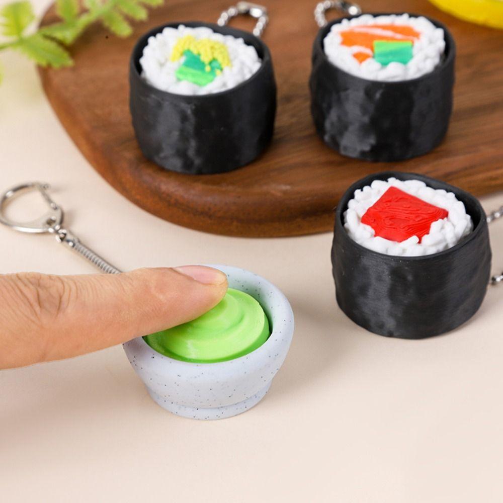 Finger Button Clicker Sushi Keychain Cartoon Sensory Clicker Backpack 3D Printed Pendant Kids Toy