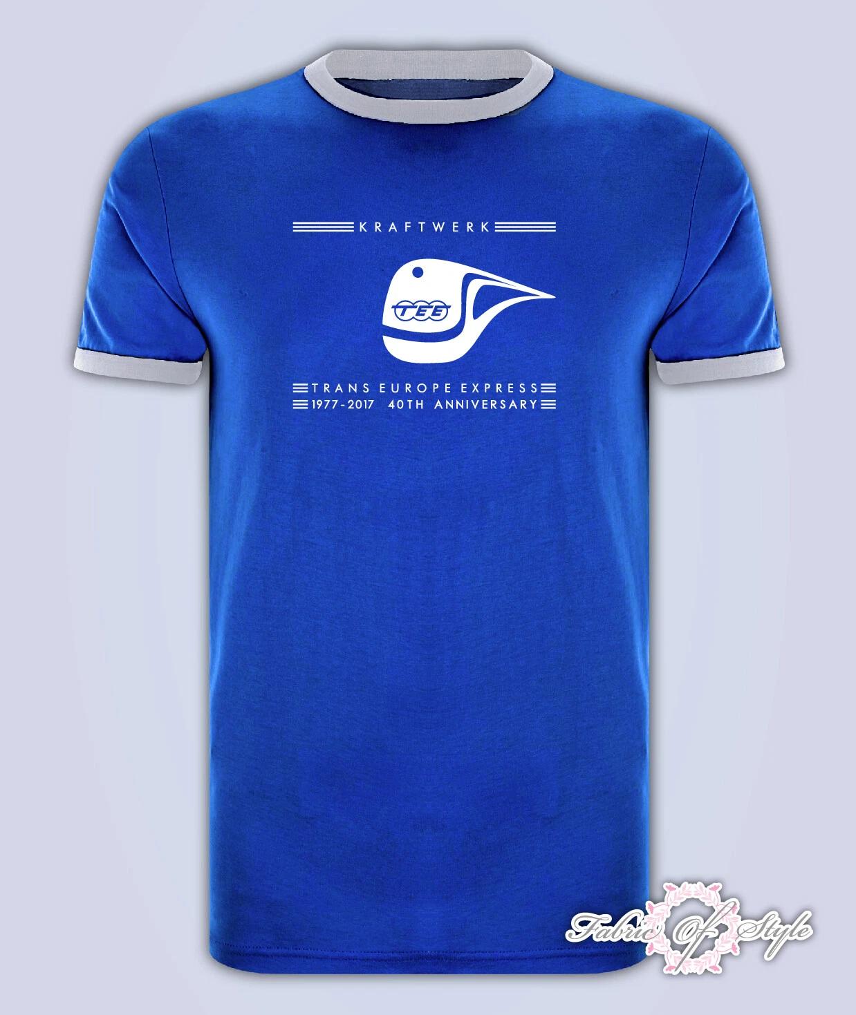 40th Anniversary KRAFTWERK Trans EUROPE EXPRESS Retro T- Shirt Ringer Royal Blue S