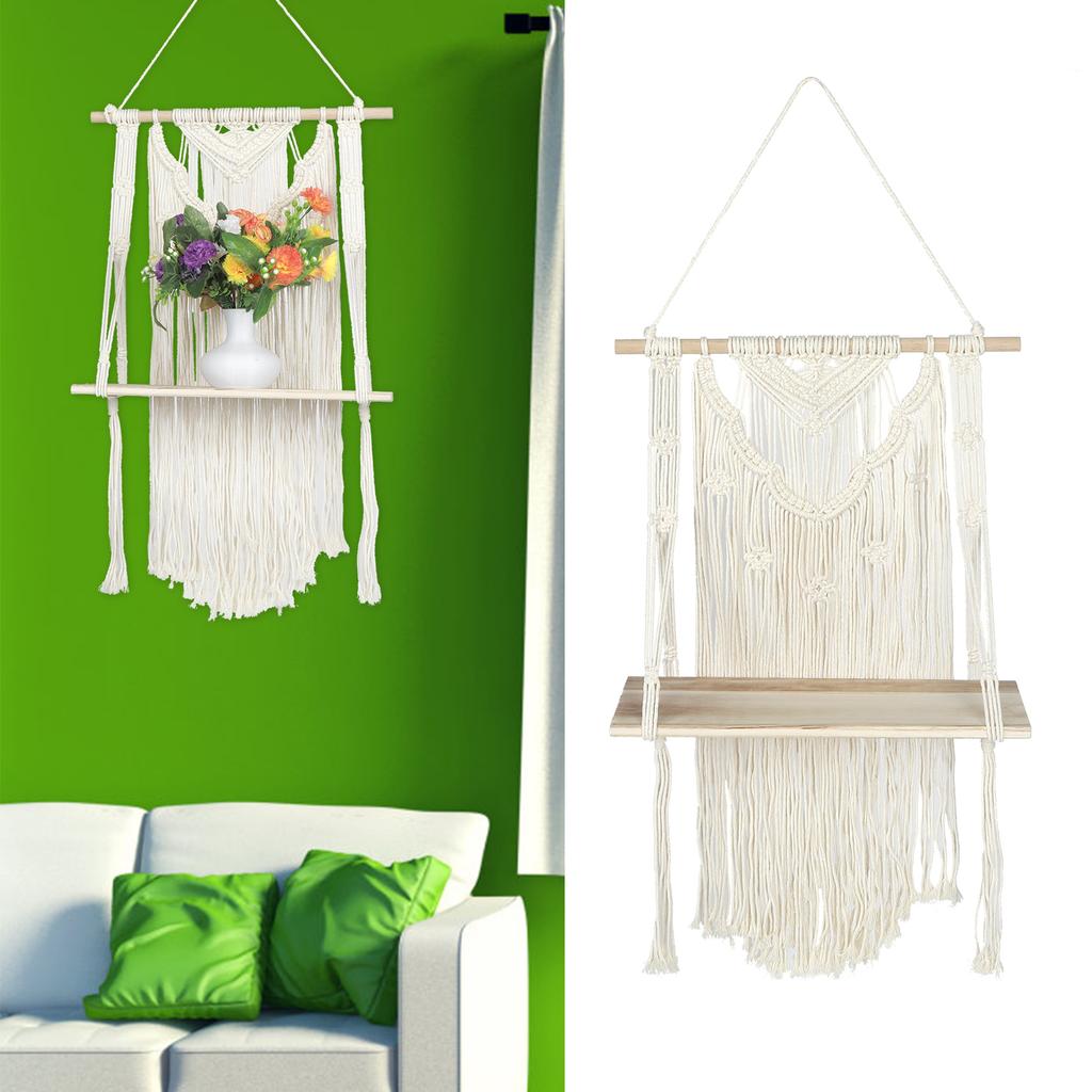 Handgestrickter Wandbehang Regal Organizer Seil Pflanzenampel für Heimdekoration(40x70cm )