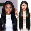 Womens Long Straight Synthetic Wig With Headband Heat Resistant Fiber Full Cap Adjustable Fit All Face Shapes
