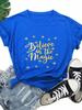 Believe In The Magic Golden Letter Print T Shirt Women Short Sleeve O Neck Loose Tshirt Women Causal Tee Shirt Tops Mujer