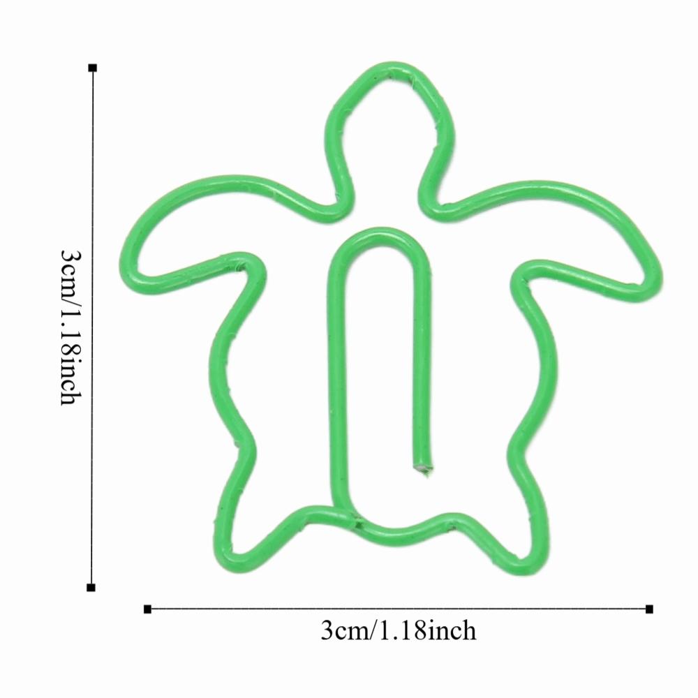 100 Pièces Vert Mignon Trombonnes Métal Revêtu Plastique Tortue Marine Petites Trombonnes Artisanat Exquis Empêcher le Glissement