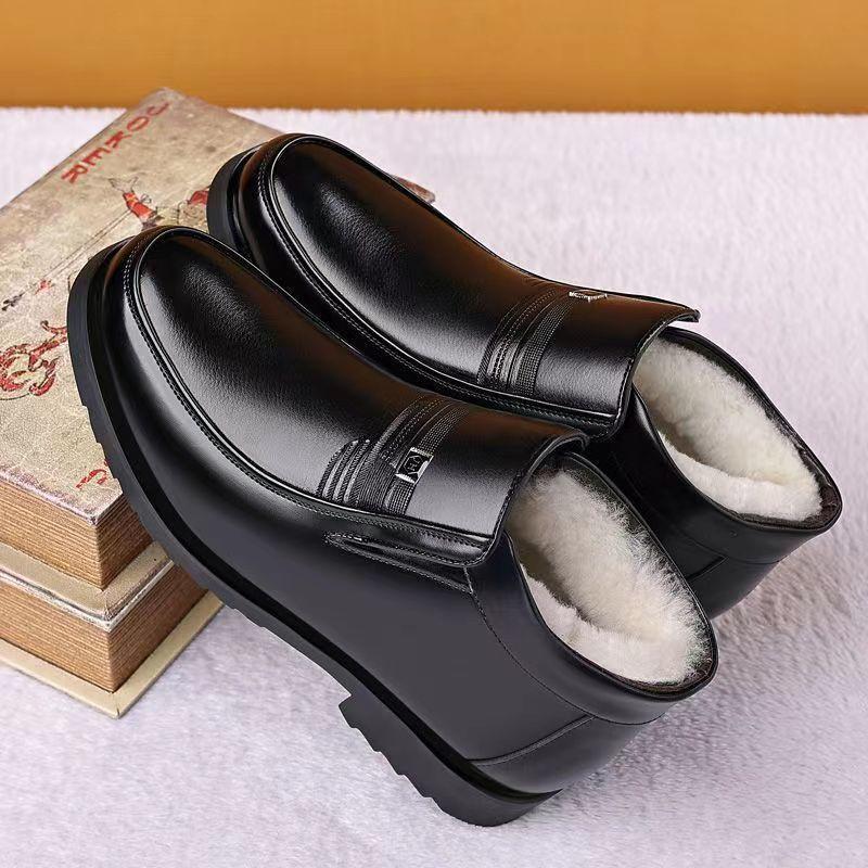 

[] Зимние утепленные мужские ботинки из натуральной кожи, кашемировые, высокие, хлопковые, теплые и морозостойкие, из мягкой кожи 44