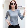 [OKJCON] ladies t-shirt long sleeve spring Plain color casual Fashionable large size (JP, alphabet, L, gray)